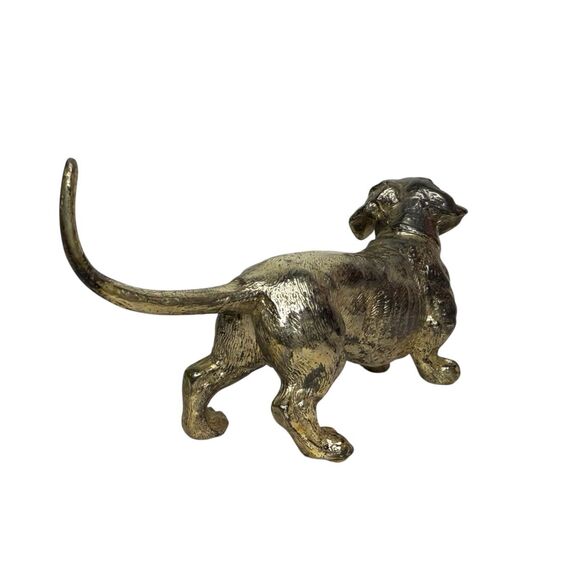 Vintage Solid Bronze Dachshund Dog Table Top Decorative Figurine 7” - Picture 5 of 6